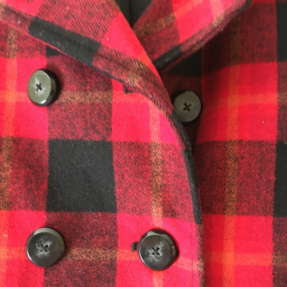 NWOT Plaid Pea Coat - Picture 4 of 16
